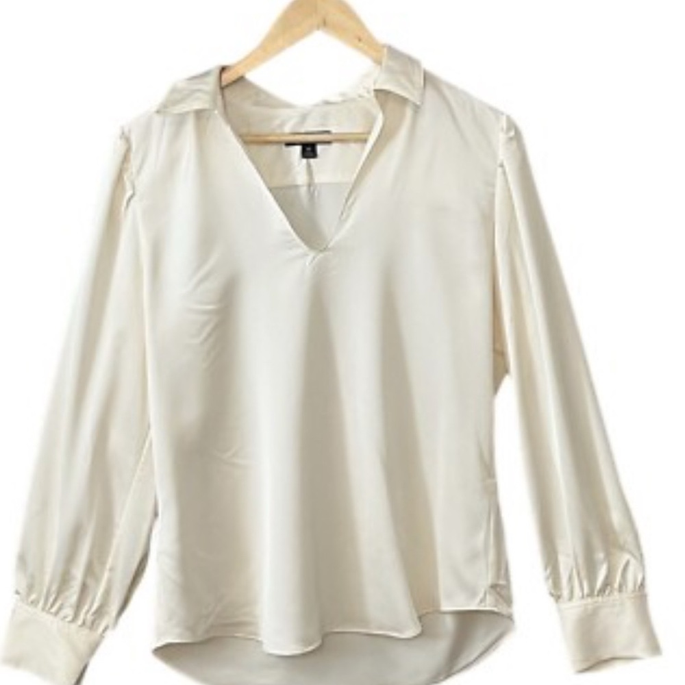 J. Crew Cream V-Neck Blouse